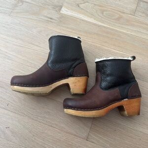 NO.6 | 5" Pull on Shearling Clog Boot on Mid Heel size 38
